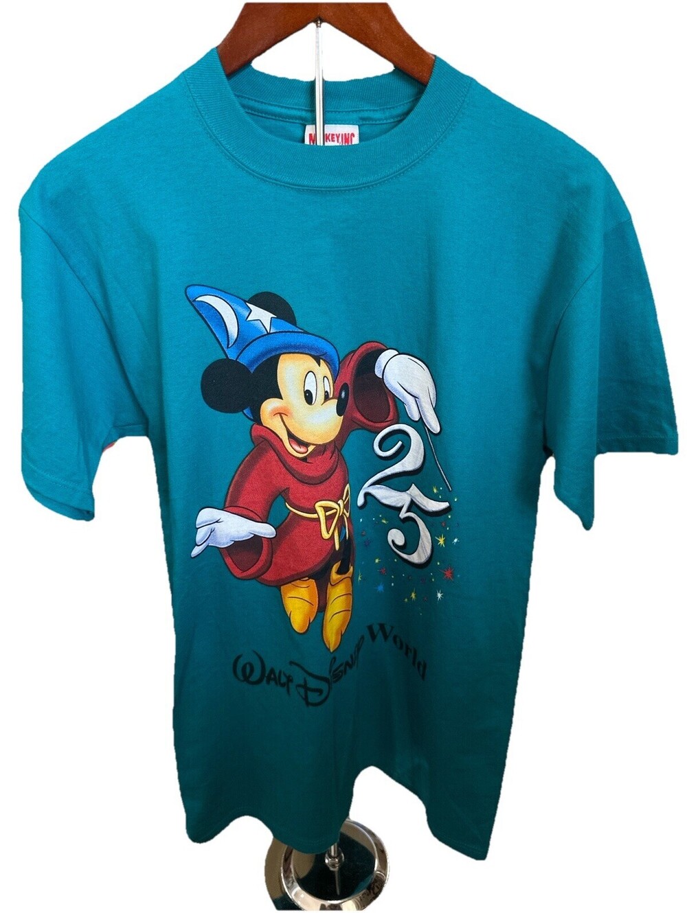 Vintage Disney World 25th Anniversary Mickey Fantasia Tee USA M New Without Tags
